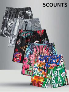 Men's Graphic Print Shorts, Casual Comfy Breathable Shorts for Summer, Men's Shorts for Daily Wear