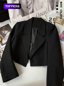 Women's Solid Color Lapel Collar Blazer, Casual Fashion Long Sleeve Outerwear for Work Office Business, Ladies Clothes for Fall & Winter
