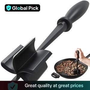 Handheld Meat Chopper, 1 Count Non-stick Meat Mincer, Manual Hamburger Meat Masher, Black Kitchen Meat Utensils, Food Shredder Tool, Kitchen Utensils Accessories, Kitchen Cooking Accessories, Kitchen Utensils Tools, Meat Shredders