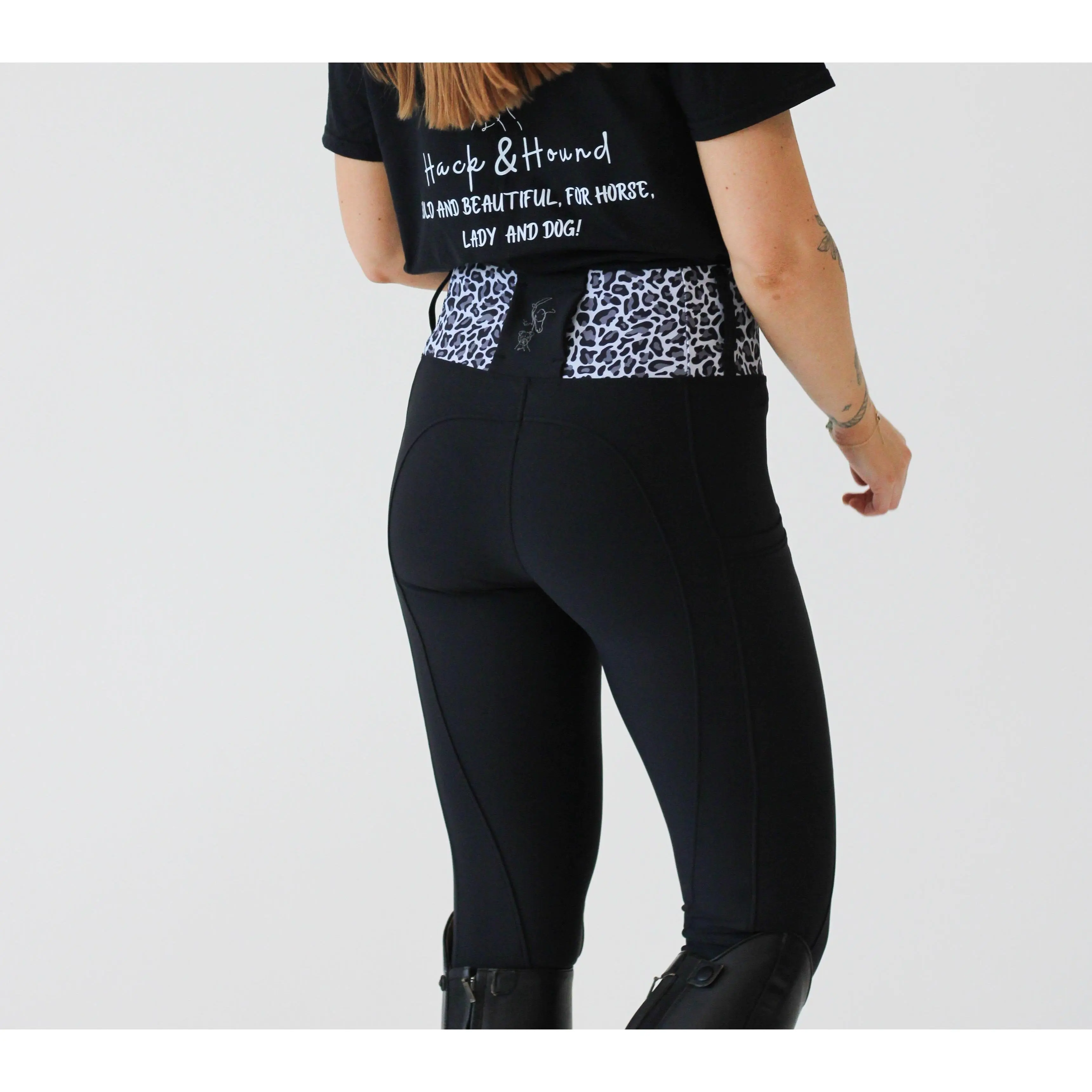 Snow Leopard Riding Leggings - Black
