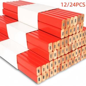 Woodworking Pencil Set, 6/12 Pieces, Advanced Octagonal Marking Tools, Hard Leads, Ideal for Craftsmen and Handicrafters