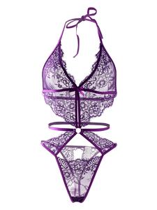 Women's Floral Lace Sexy Lingerie Bodysuit, Elegant Comfy Breathable Thong Design Cami Bodysuit for Daily Wear, Women's Lingerie for All Seasons
