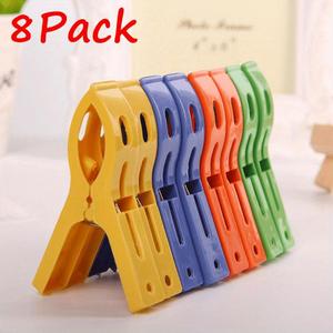 Spring Clamp, 8 Counts/set Plastic Clothes Pins, Windproof Hanger Laundry Hooks Clips, Beach Towel Clothes Pins, Clothes Peg, Multifunctional Clothes Drying Clip, Hanging