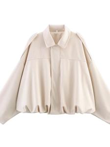 Women's Fall Winter New Velvet Texture Turn-Down Collar Pilot Jacket Coat, Stylish Outerwear for Casual & Formal Wear