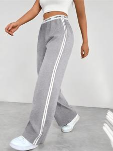 Women's Plain Striped Side Sweatpants, Casual Comfy Breathable Jogger Pants for Daily Wear, Ladies Bottoms for All Seasons