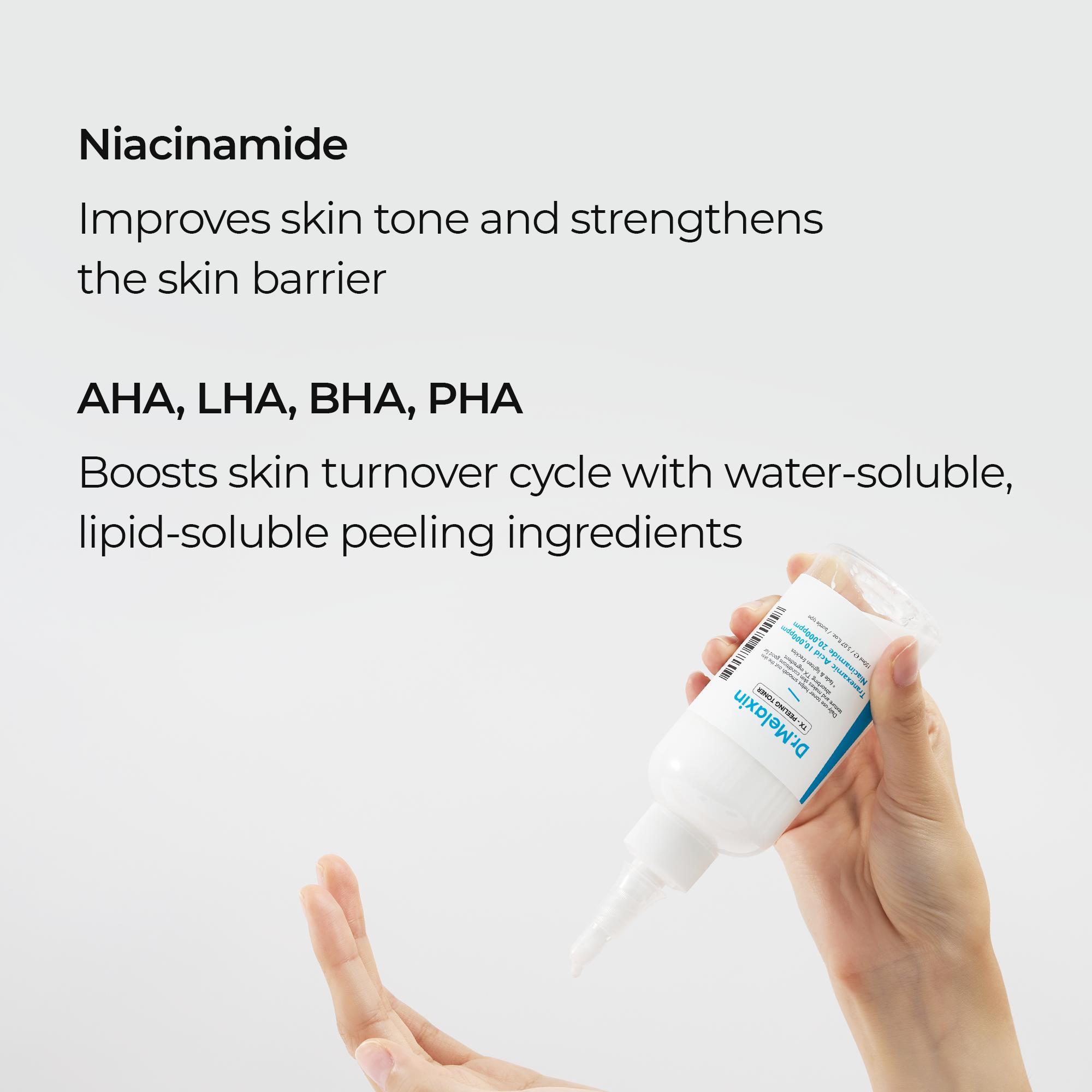 [Dr.Melaxin Official] TX Brightening Routine | TX Peel Shot Serum, TX Peeling Toner, TX Dark Spot Ampoule & TX Cream 4-Piece Set