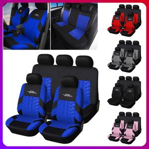 Car Seat Covers Full Set Universal, Stylish Fabric 5-Seater Car Seat Protectors, Airbag Compatible, Fits Most Cars Vans SUVs Trucks, With Tire Trace Details for Passat B8 Audi A5, Car Truck Cushion Protector, Car Seat Decorative, Car Interior Accessories