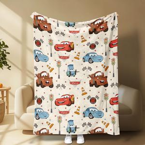 Lightning Mcqueen Flannel Blanket, Soft Comfortable Throw with Cute Car Design, Perfect for Home Travel, Nostalgic Childhood Memories