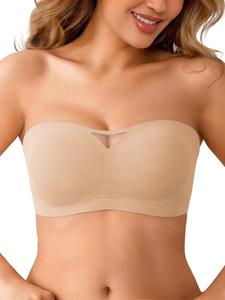 Strapless Jelly Bra, 360° Full Coverage Non-Slip Bandeau, Breathable Mesh Design Preventing Sweat and Stuffiness, Seamless Wireless Comfort Lingerie For Small Busts, Ideal for Summer, Perfect Choice For Layering Under Tank Top And Vacation Dresses