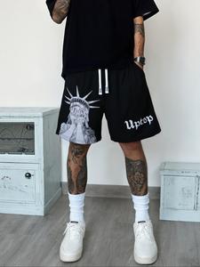 Men's Regular Fit Graphic Print Shorts, Casual Comfy Breathable Shorts for Summer, Fashion Men's Bottoms for Daily Wear