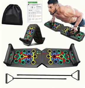 15-in-1 Push Up Board with Resistance Bands & Carry Bag | Portable Home Gym Workout System for Chest, Back, Shoulders, Arms & Core Training | Adjustable Angles, Non-Slip, Durable, Easy to Use | Full Body Training for Men & Women at Home or Travel Fitness!