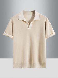 Men's Solid Color Polo Shirt, Regular Fit Casual Breathable Short Sleeve Collared Top for Summer, Fashion Men's Clothes for Daily Wear, Tropical