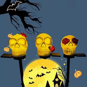 Solar Powered Skull Head Design Hanging Light, Halloween Hanging Light, Halloween Decoration Light for Garden, Yard, Lawn, Desktop, Pond, Balcony, Ornaments