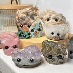 Creative Crystal Stone Design Ornament, 1/3 Counts Colorful Cute Rock Decoration Craft, Desktop Decoration for Home Office, Gift for Friends