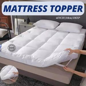 10CM Deep Mattress Topper Heavy Box Stitched Thick Hotel Quality Microfiber UK Single to Super King Extra Thick Soft & Bouncy Bed Topper with Elastic Straps