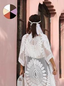 Women's Sexy Lace Knit Swimsuit Cover-Up, Transparent Mesh Beachwear with Mandala Pattern, Ideal Vacation Choice