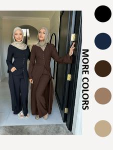 Women's Long Sleeve Top & Pants Set, Casual Loose-Fit Modest, All-Season Comfortable Clothing for Daily Wear