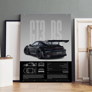 1 Count Wooden Framed Canvas, Porsche 911 GT3 RS Performance Analysis Poster, Modern Art, Fashion Poster, Living Room Bedroom Decoration, Hallway Office Mural, Kitchen, Home Poster, Ideal Gift, High Definition, Waterproof, Artwork