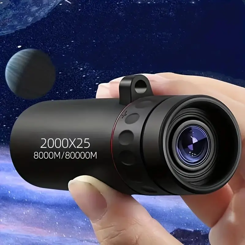 2000X25 high magnification portable monocular telescope - HD 8000m remote observation, ultra-compact and portable design, suitable for outdoor travel, bird watching, sports events, etc.