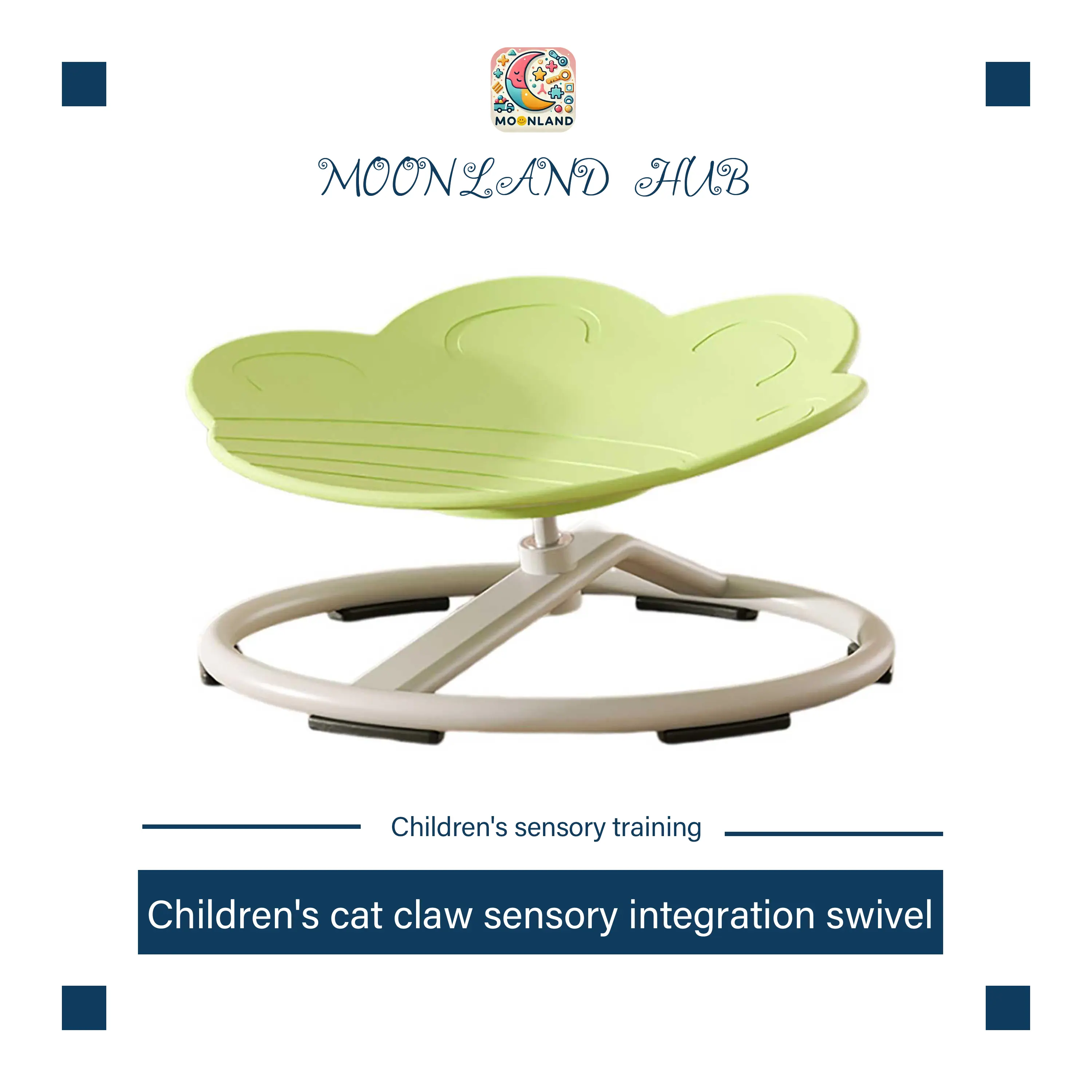 MOONLAND Kids Sensory Swivel Chair for Autism and ADHD - 360° Rotation, Cat Paw Design, Stress Relief Toy for Kids Ages 3+, Improves Physical Coordination and Concentration (Blue, Red, Orange, Yellow, Green).
