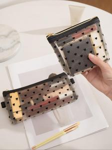 Heart Pattern Makeup Bag Set, / Clear Makeup Organizer Pouch, Zipper Makeup Bag, Versatile Storage Bag for Travel, Office, Home
