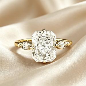S925 Sterling Silver Ice Flower Cut Three stones Square 7*9mm Ring-122(20%)