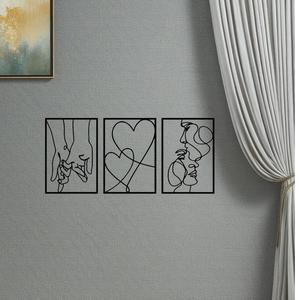 Abstract Line Heart Pattern Metal Wall Art, 3 Counts/set Modern Wall Decor, Wall Hanging Decor for Home Living Room Bedroom, Ornaments, Interior Design