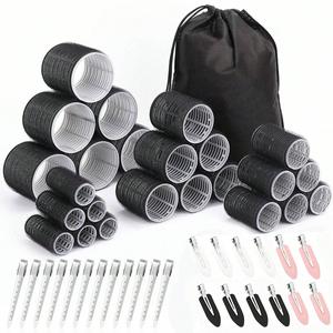 49PCS Hair Rollers Hair Curlers, Rollers, Curlers For Long Hair Thick, Jumbo Large Medium Small Rollers Set, Stainless Steel Clips And Storage Bag, Hair Styling Tools Hair Rollers Wave