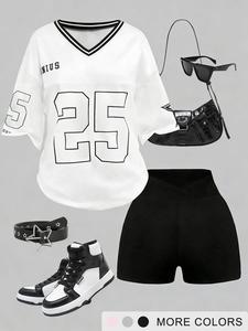 Unisex Loose Fit Mesh T-Shirt & Shorts Set, Trendy Street Style, Perfect for Teens and Young Adults, Concerts and City Walks