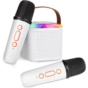 Portable Bluetooth-compatible Speaker with 2 Wireless Microphones, Karaoke Speaker with Mic, Multipurpose Karaoke Machine, Karaoke Gift for Girls and Boys Birthday Family Party