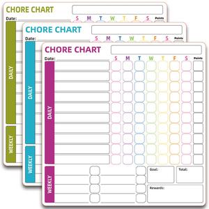 Magnetic Chore Chart, 3 Counts/set Reusable Chore List, Behavior Reward Chore Chart, Fridge Magnetic Whiteboard Responsibility Chart for Teens & Adults