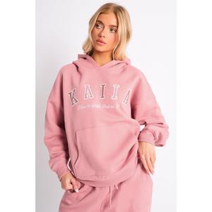 Kaiia Slogan Oversized Hoodie Blusher