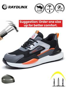 Men's Patchwork Lace Up Low Top Safety Shoes, 2024 New Style Breathable Comfortable Anti-slip Work Shoes, Non-slip Anti-smash and Anti-puncture Safety Shoes for Men