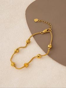 24K Gold Plated Women's Arabian-Inspired Chain Bracelet, Interlocking Link Chunky Jewelry for Wedding, Birthday Gift, Mother's Day, Adjustable Middle Eastern Style, Rope Chain Bracelet