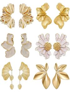 Champagne Flower Stud Earrings Set, Fashionable Dainty Fashion Jewelry for Women & Girls, Trendy All-match & Exquisite Jewelry for Birthday Gift