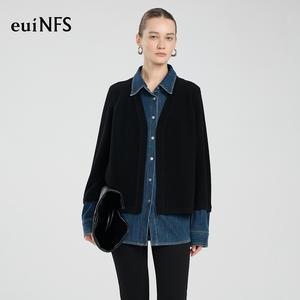 【EUINFS】Women’s Faux Two-Piece Knit Top | One-Piece Denim-Look Layered Design | Relaxed Fit Minimalist Sweater【E713141】