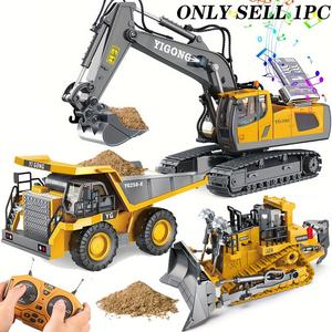 Remote Control Excavator Toy, 1 Box Construction Vehicle Toy with Light & Sound, Birthday Gift for Boys, Classic & Novelty Toys, Rc Construction Vehicles