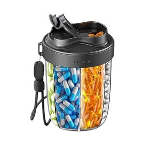 Portable Pill Dispenser Bottle, Vitamin Organizer with 7 Compartments, Holds Plenty Of Supplements with Anti-mixing & Wide Openings Design, Healthcare, Proteins Gummies Bottle