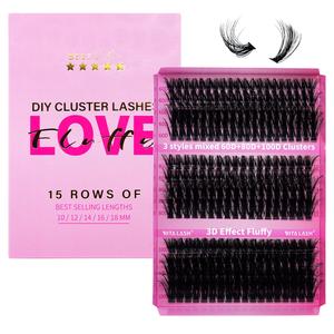 Cluster Lash Kit, 1 Box Mixed Length & Styles Natural Look Eyelash Extensions, Self Grafting Curl Eyelashes, Hybrid Lash Set, False Eyelashes, Individual Eyelashes Cosmetic, Diy Dramatic Lashes, Fluffy Eyelash Clusters
