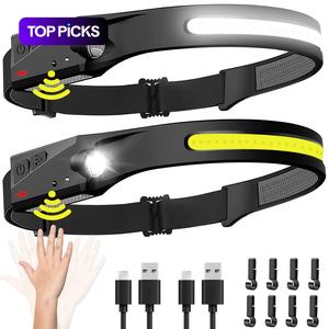 Rechargeable Headlamp, Led Light, 230° Wide Head Lamp with Motion Sensor, Headlamp Flashlight, Portable Outdoor Headlight for Fishing, Hiking, Led Rechargeable Flashlights, Camping Flashlight