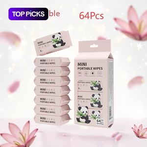 64Pcs Mini Portable Wet Wipes - Alcohol-Free Disposable Wet Towels, Unisex. Ideal for Showroom, Hotel, Kitchen, Travel & On-the-Go, Facial Cleansing Tool. Perfect for Christmas Stocking, Also Suitable for Pet Use!
