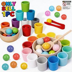 Random Color Wooden Color Matching Toy with Storage Bag, 15pcs/5pcs Montessori Sorting Game Toys, Color Matching and Quantity Calculation Game