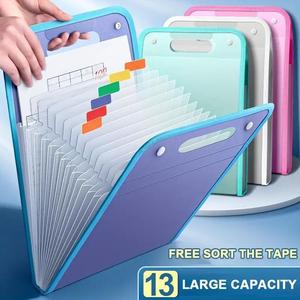 A4 File Folder with Handle, Waterproof 13 Pocket Expanding File Organizer for Students, Business and Travel Use