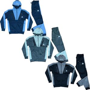 MNTRX Mens Hooded Tracksuit Set Fleece Lining Zip Up Stretch Outdoor Zip Pockets Fitness Sport Gym Performance Elastane Top & Bottom Set S-2XL
