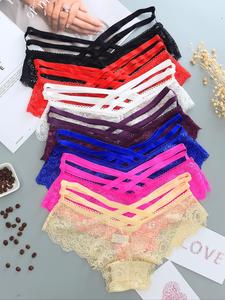 Women's Criss Cross Cut Out Scallop Trim Lace Briefs, Soft Comfy Breathable Knickers for Daily Wear, Underwear for All Seasons, Underwear for Women, Pastel Panties, Womenswear, Fashion Panties