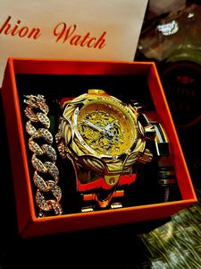 Men's Punk Style Round Dial Quartz Watch, Fashion Watch for Party, Daily Decor, Trendy All-match, Stylish Watch & Exquisite Watch for Birthday Gift with Box