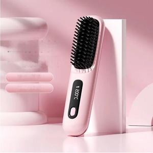Portable Cordless Hair Straightener Brush, Portable Negative Ion Hot Comb, USB Rechargeable, Fast, 3 Temp Settings, Anti-Scald, Auto-Off, Long Battery Life, for Travel, with Lithium Battery, Styling Tools & Appliance