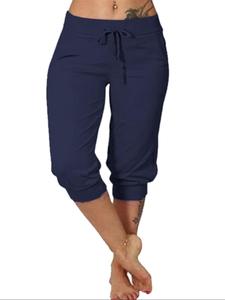 【Plus Size】 Solid Color Capri Pants, Casual Comfy Capri Trousers for Daily Wear, Trousers for Women, Women's Bottoms for Summer