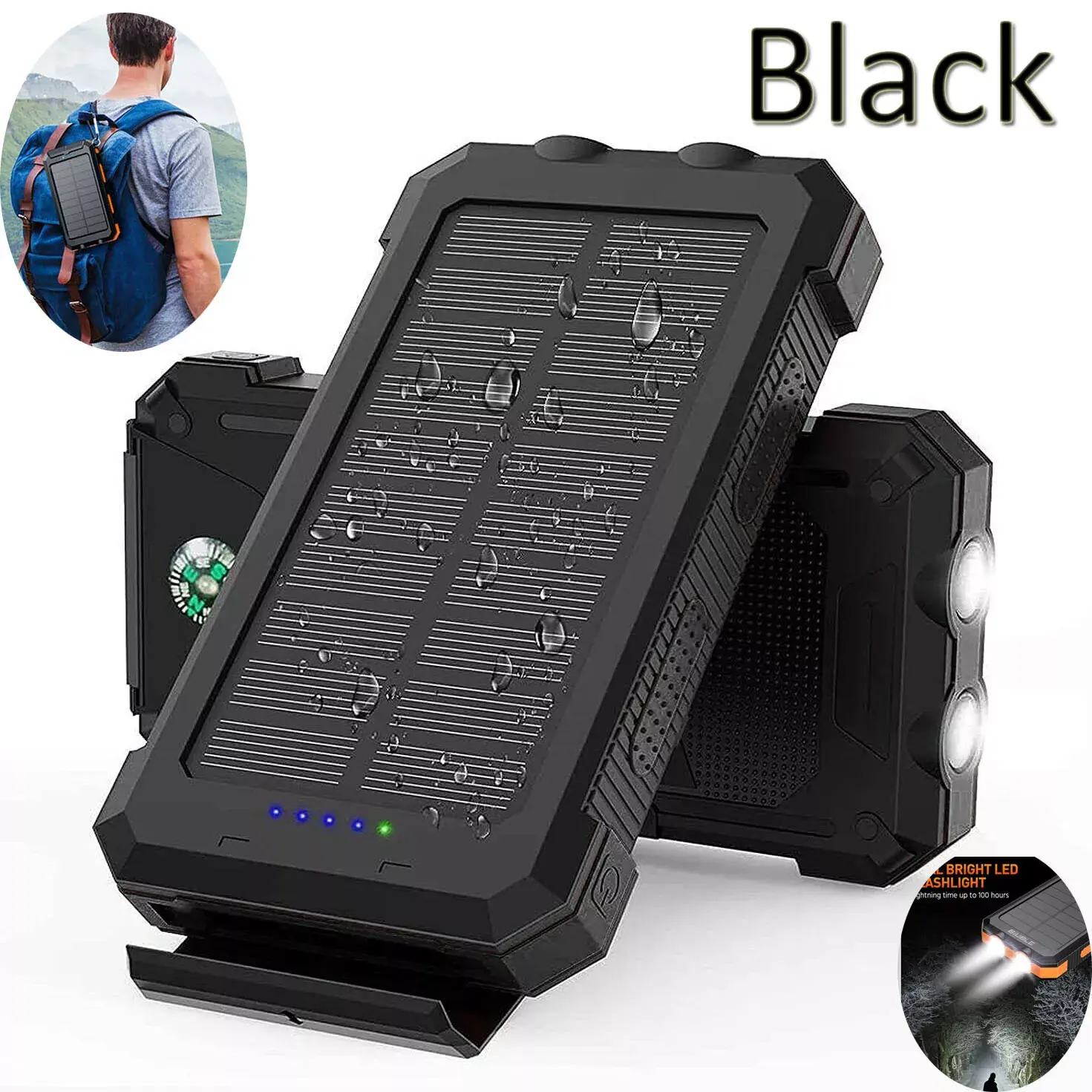 10000000mAh Solar Power Bank Waterproof 2USB LED Battery Charger For Cell Phone