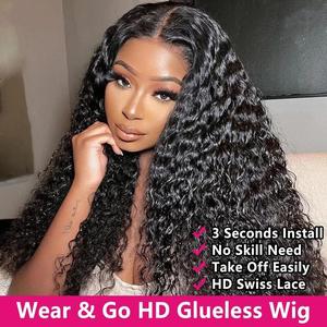 9X6 7x5 6x4 Glueless Human Hair Pre Plucked Pre Cut 6X4 Lace Closure Wigs Human Hair Wigs for Black Women 180% Density Water Wave Human Hair Wigs 7X5 Deep Curly Closure Wigs